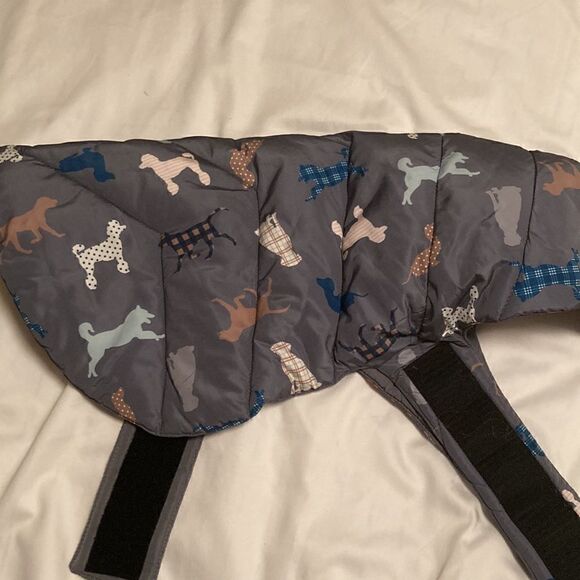 Land’s End Dog Puffer Vest adjustable Grey polkadot plaid dog print Medium - Picture 5 of 17